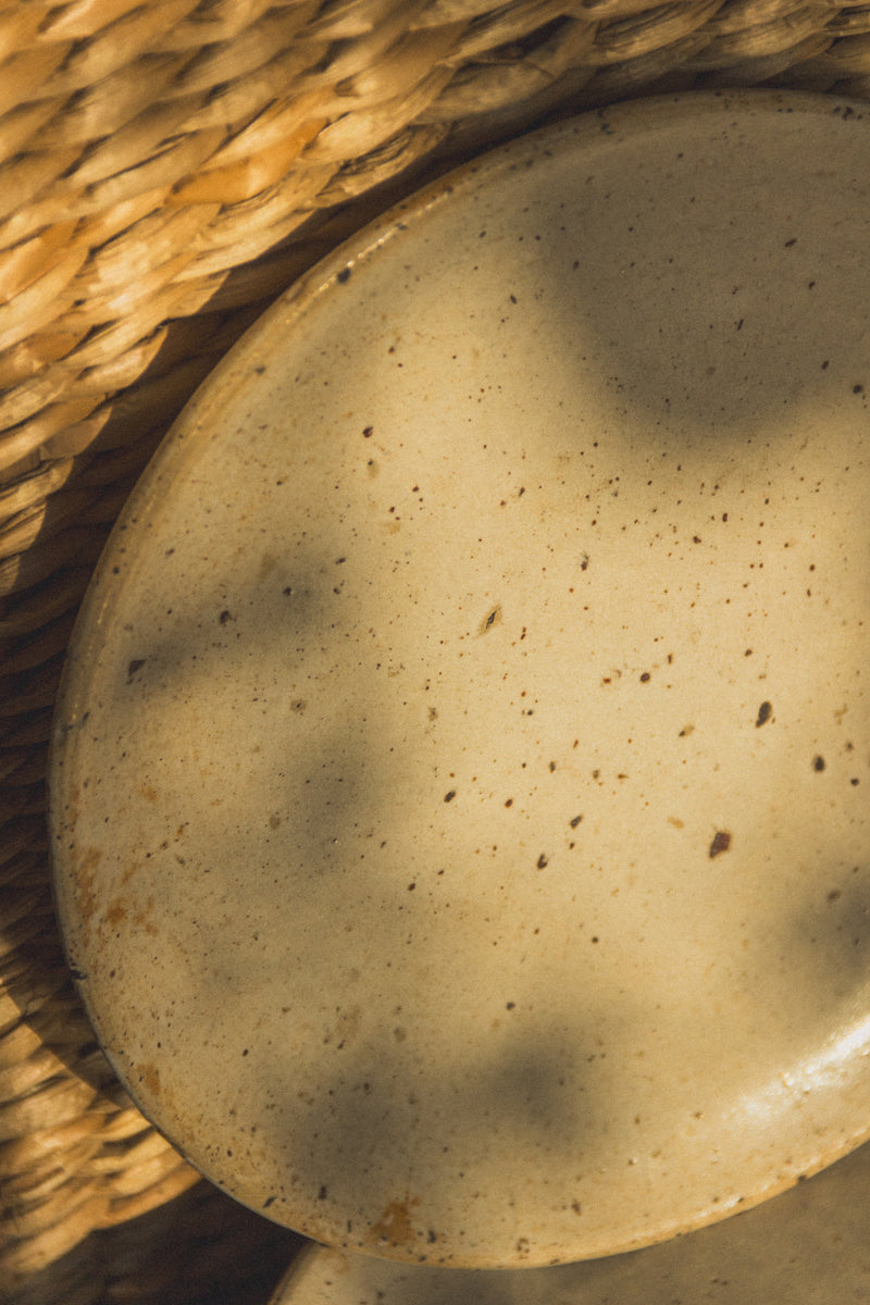 assiette-beige-mouchetee-gres-vintage-Collection-printemps-Eloge-Paris-Brocante-Boheme