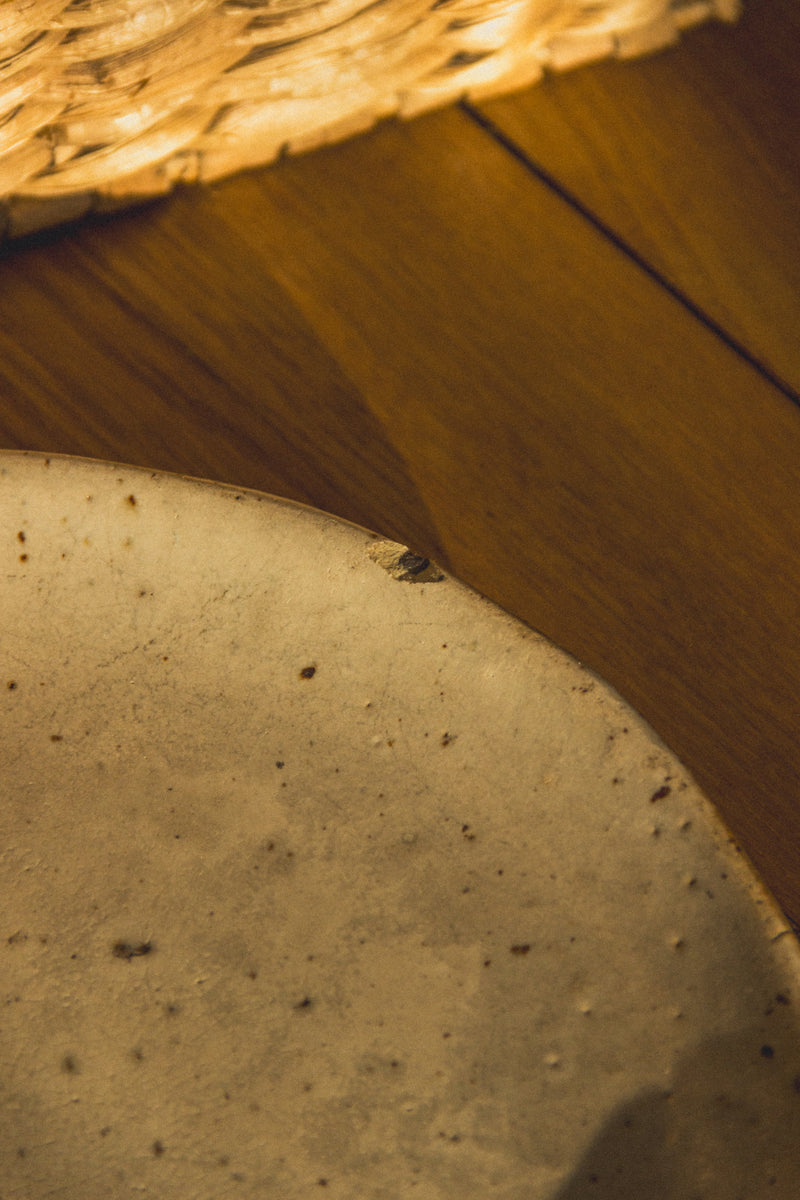 assiette-beige-mouchetee-gres-vintage-Collection-printemps-Eloge-Paris-Brocante-Boheme