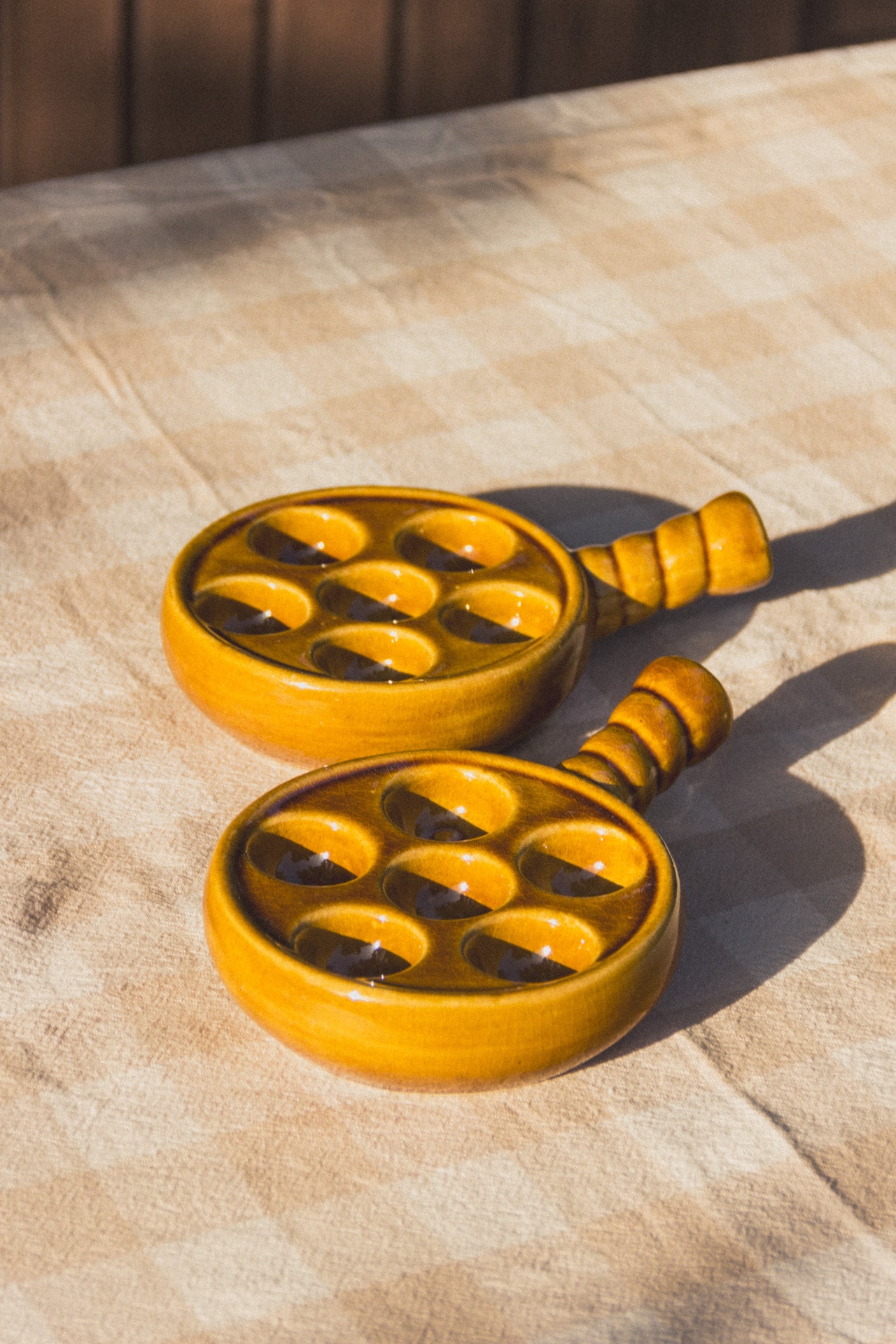 Anciens Poêlons à Escargots En Grès - 6 Godets - Parfait Pour Vos Soirées Escargots !